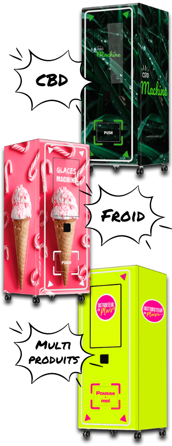Distribution automatique cbd, sextoys, vape, snacks et glace